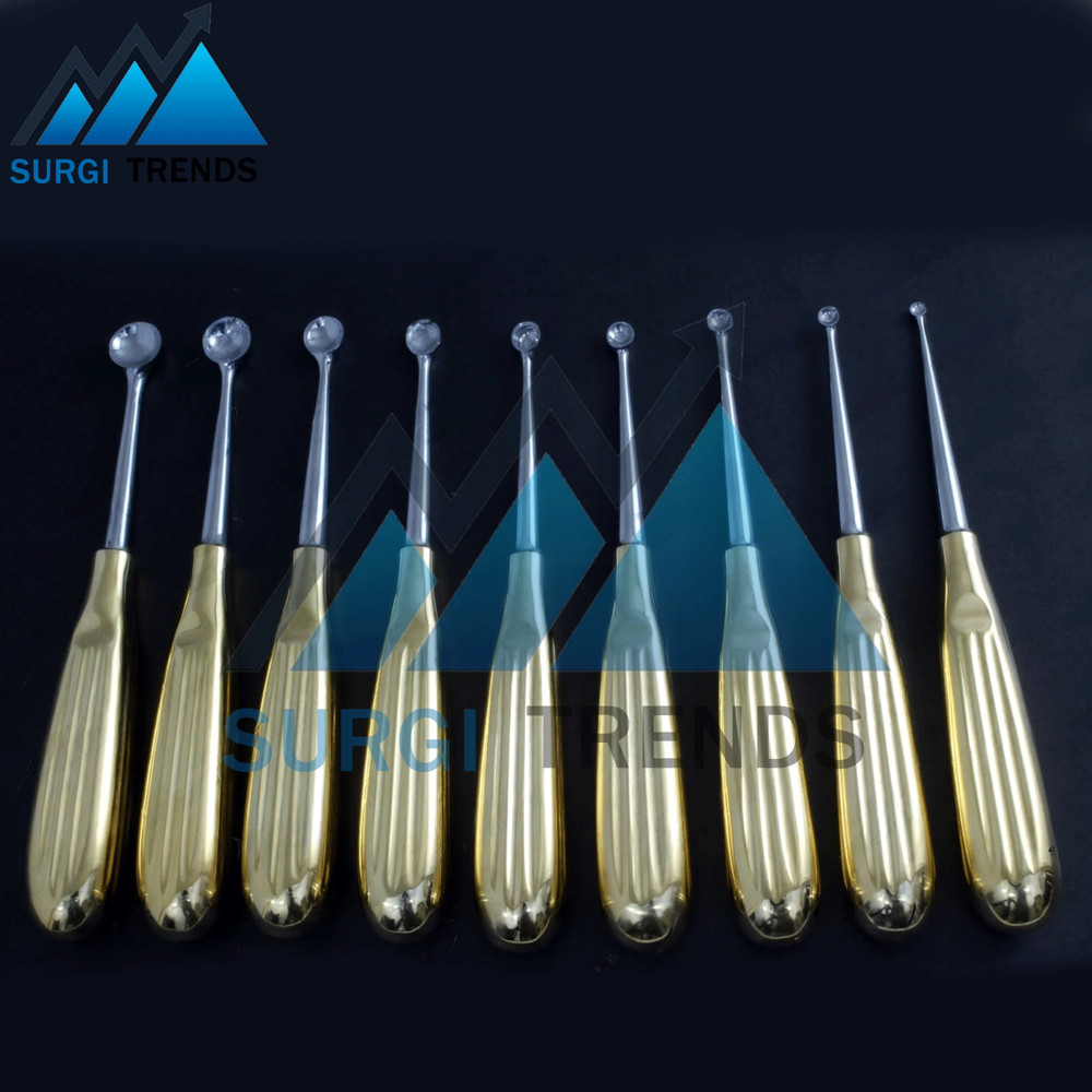 Bruns Curette Bone Curette Bundle Straight 17 cm Fig 000-6 9 PCs Set