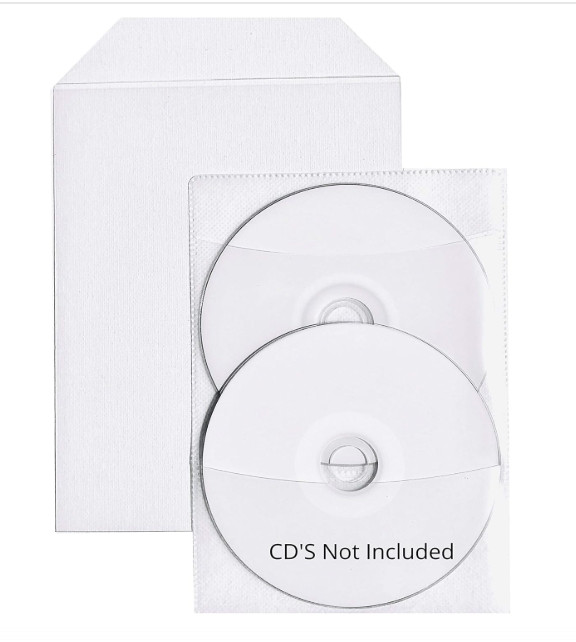 50-pcs 100 Capacity Clear CPP Plastic Sleeves for CD DVD Storage Protection
