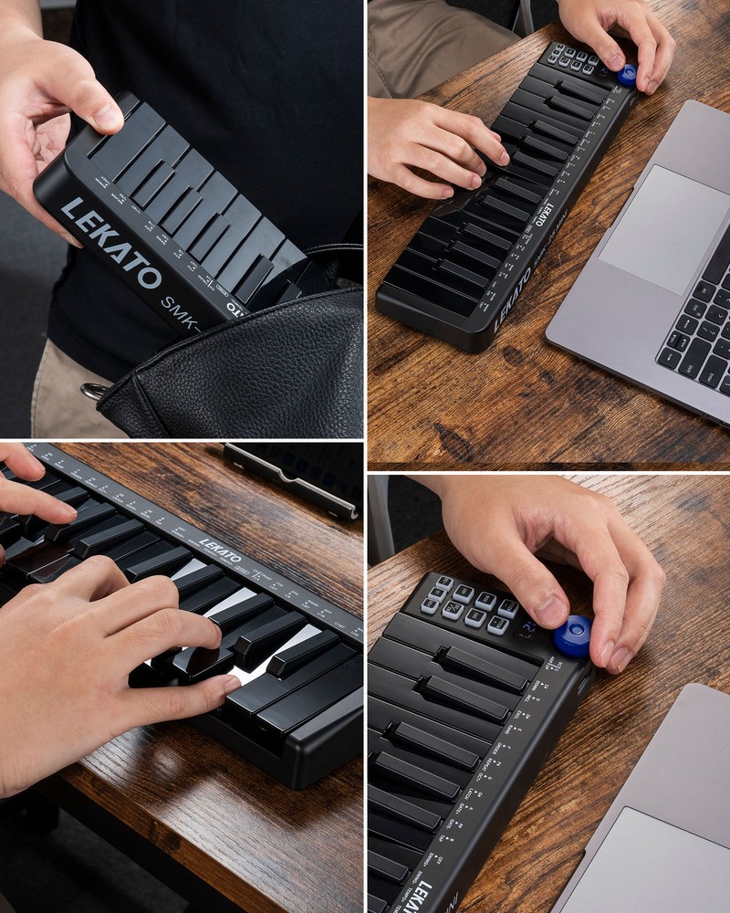 LEKATO 25 Key MIDI Keyboard Mini MIDI Controller USB bluetooth MIDI Keyboard US