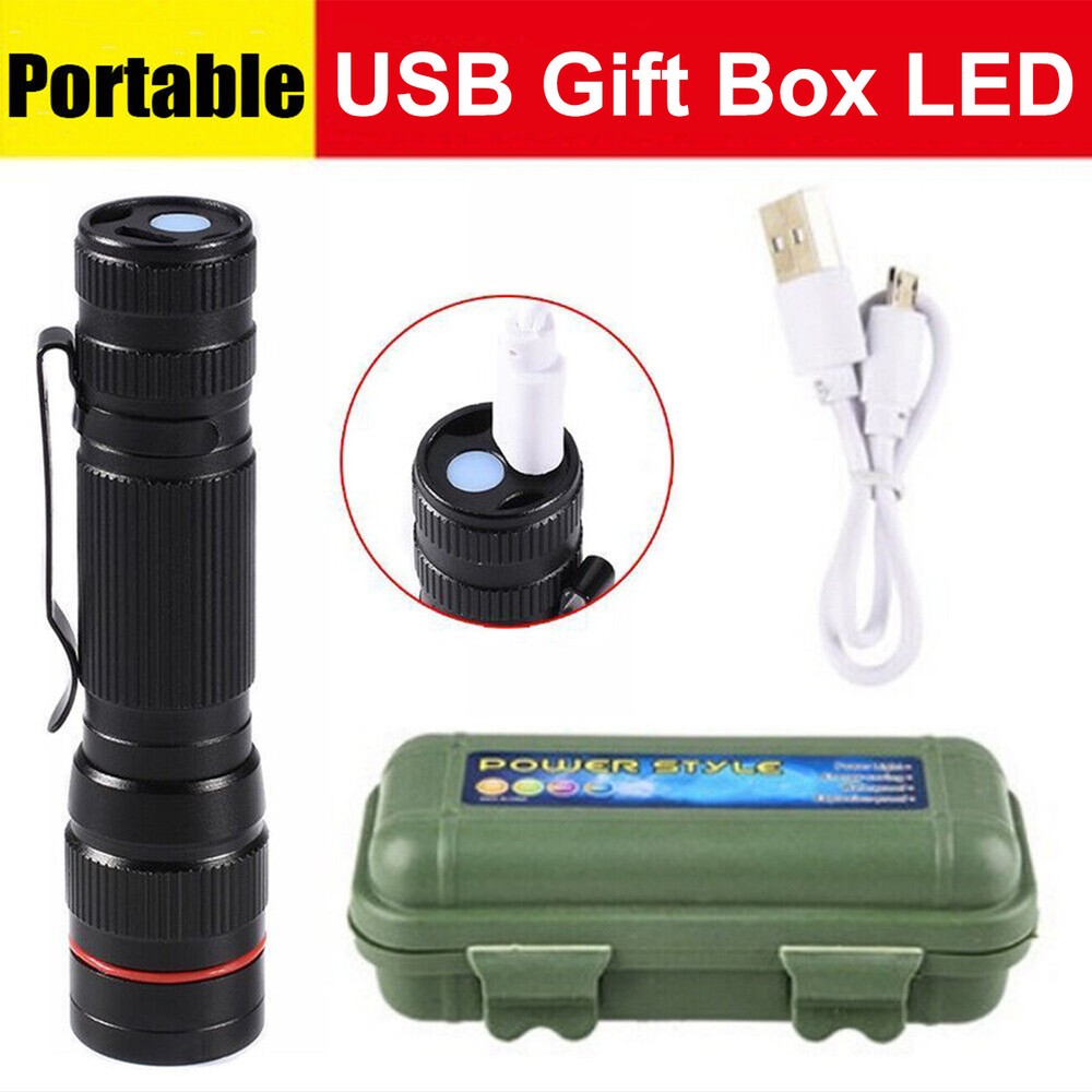 2pcs Super Bright Torch LED Flashlight USB Rechargeable Camping Portable lamp