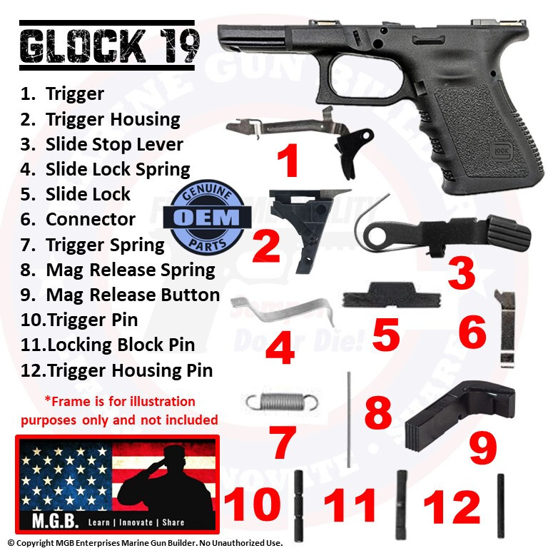 Glock 19 OEM Lower Parts Kit Gen 3 G19 LPK 9mm Genuine Factory Armorer Assembled