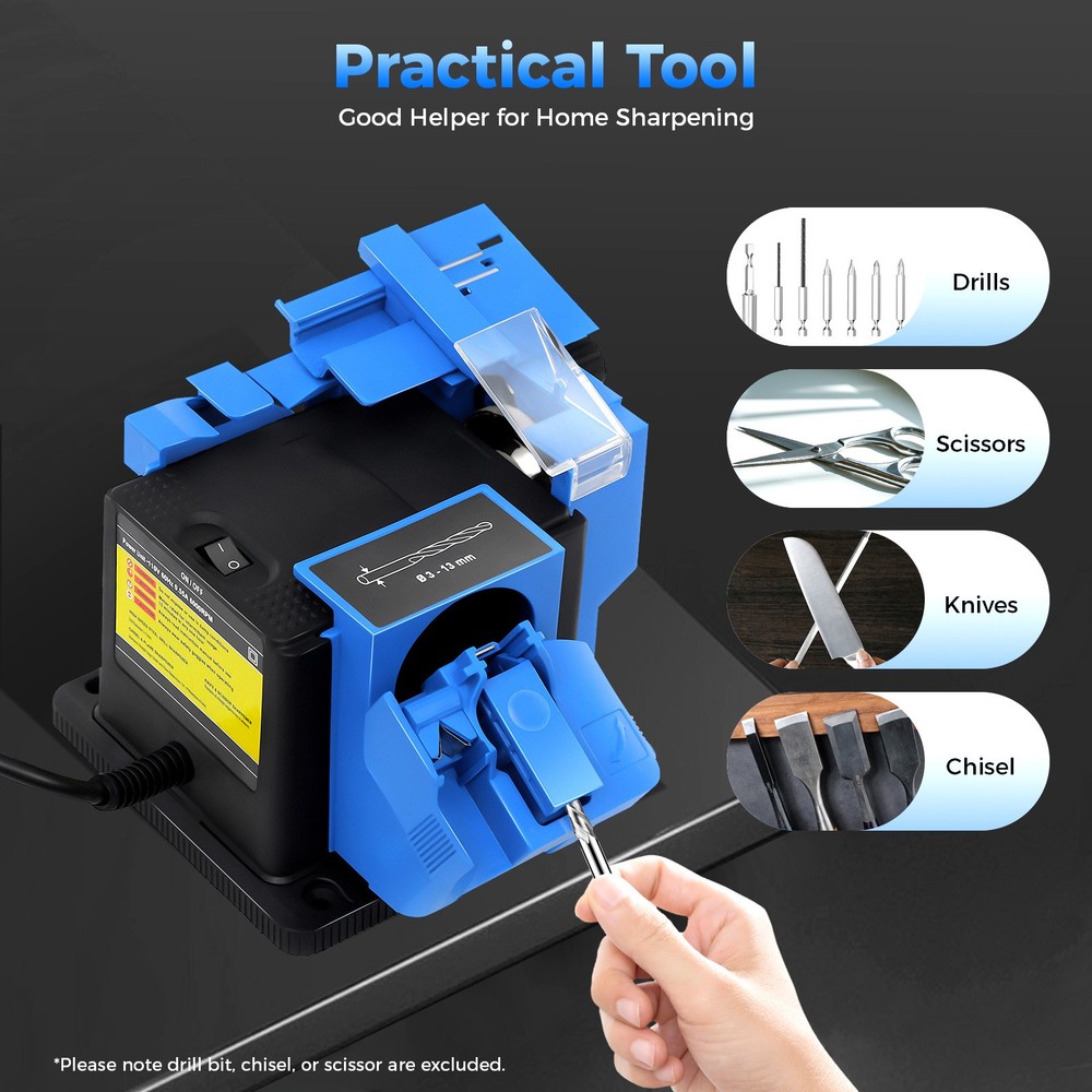 110v Electric Multitask Sharpener Knife Scissor Drill Sharpening Machine 96w