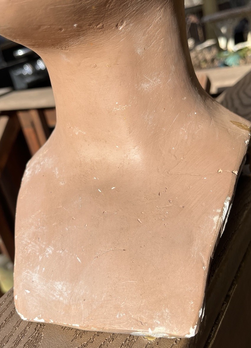 Antique, 1900’s Plaster Child Mannequin Bust, German, Brown Eyes, Blond Hair