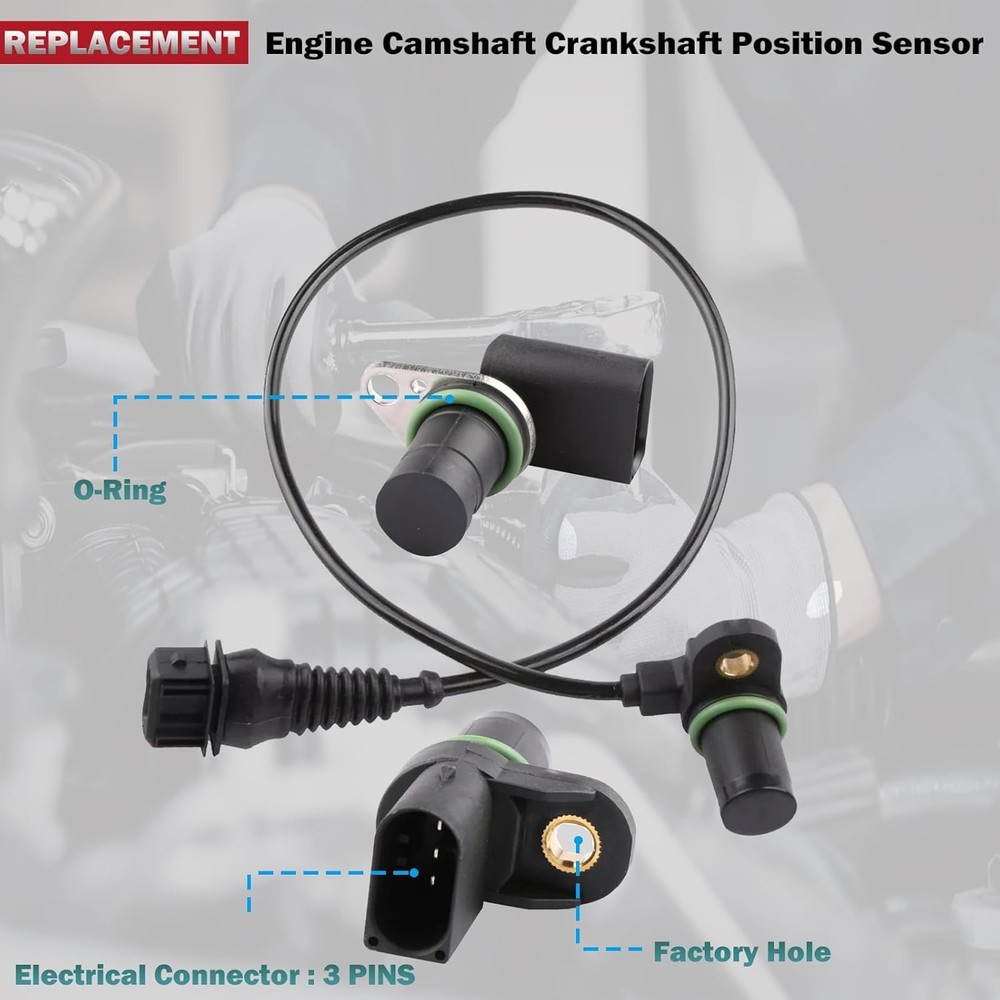 3Pcs Engine Car Cam/Crankshaft Position Sensor Intake Compatible with Bmw...