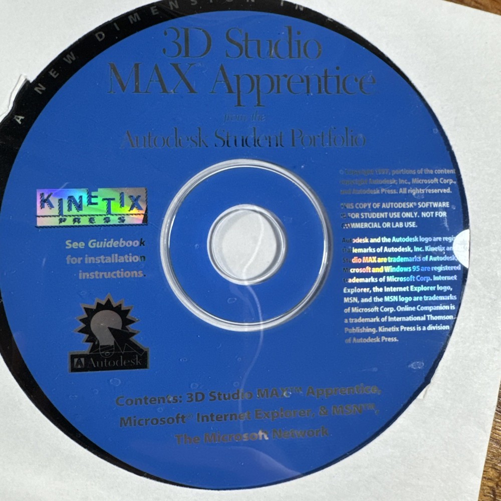3D Studio Max Apprentice W/ User Guide Vintage 90s Programing Software 1995