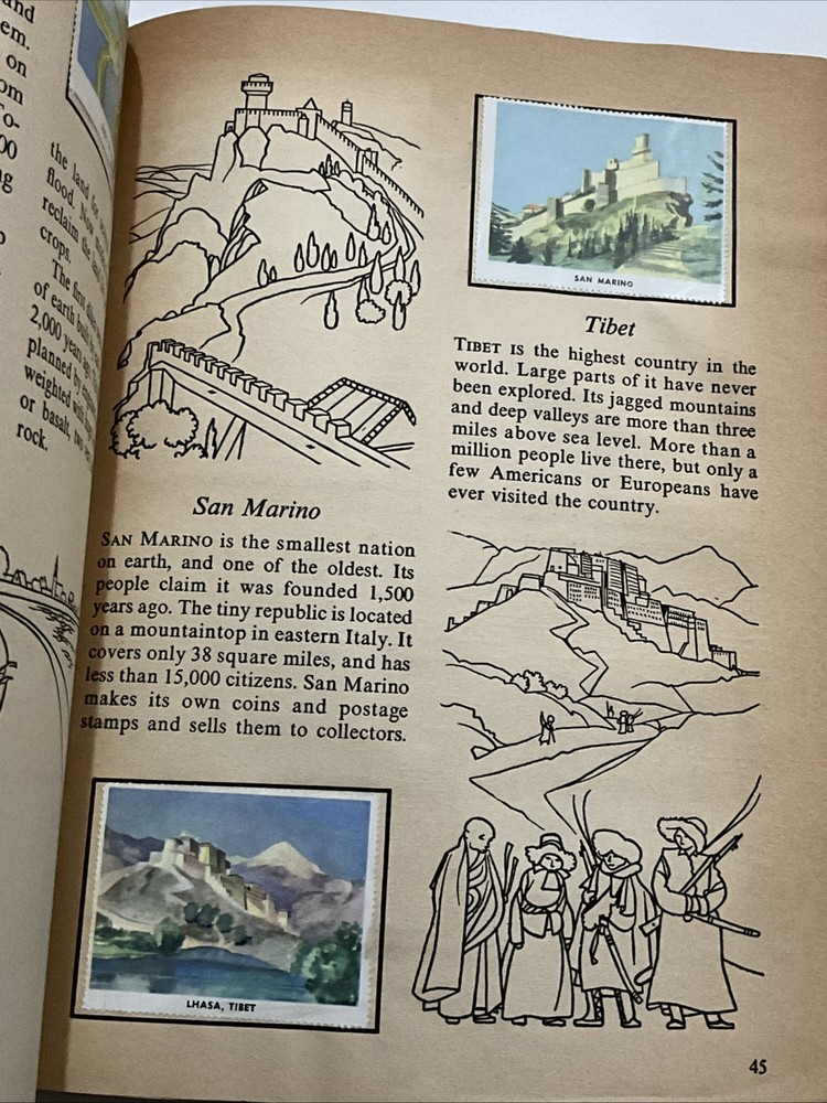1953 The Golden Play Book of Wonders of The World Stamps Vintage With Stamps