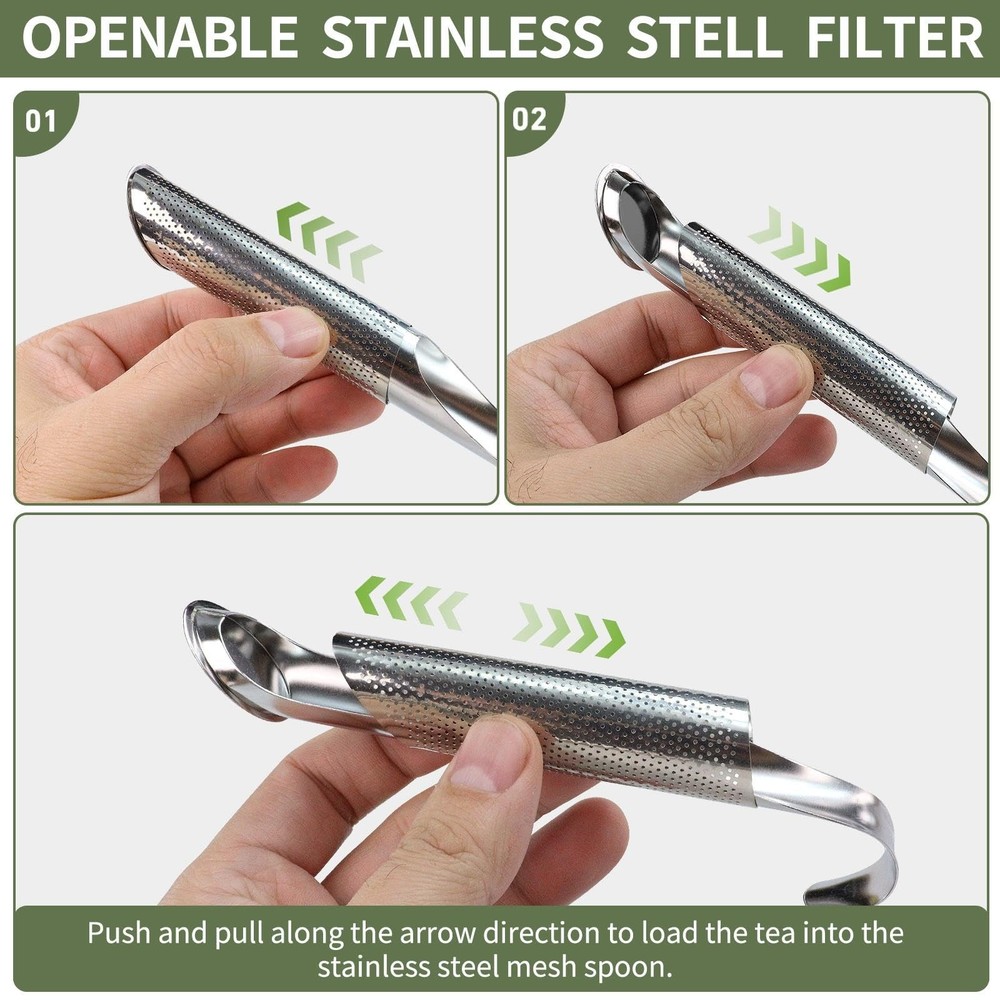 3 Pack Tea Infuser Strainer Extra Fine Mesh Loose Leaf Long Handle Stainless