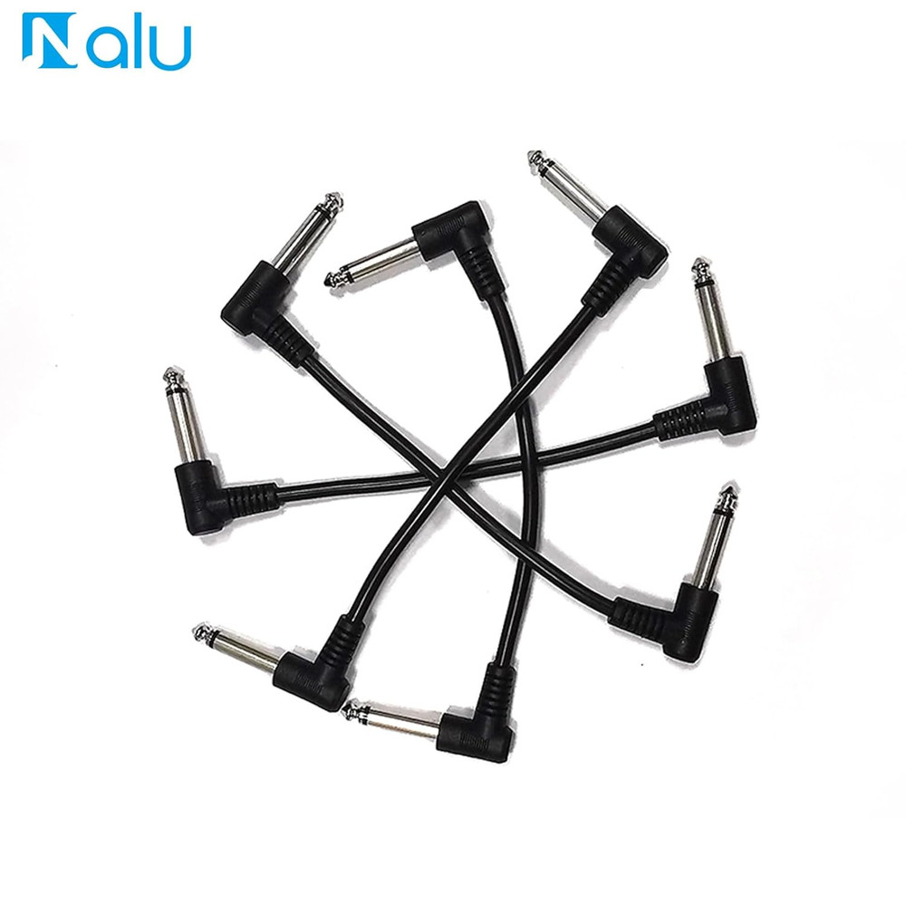 6-Pack 6-Inch Shielded 1/4" Guitar Pedal Patch Cables for Effects Boards