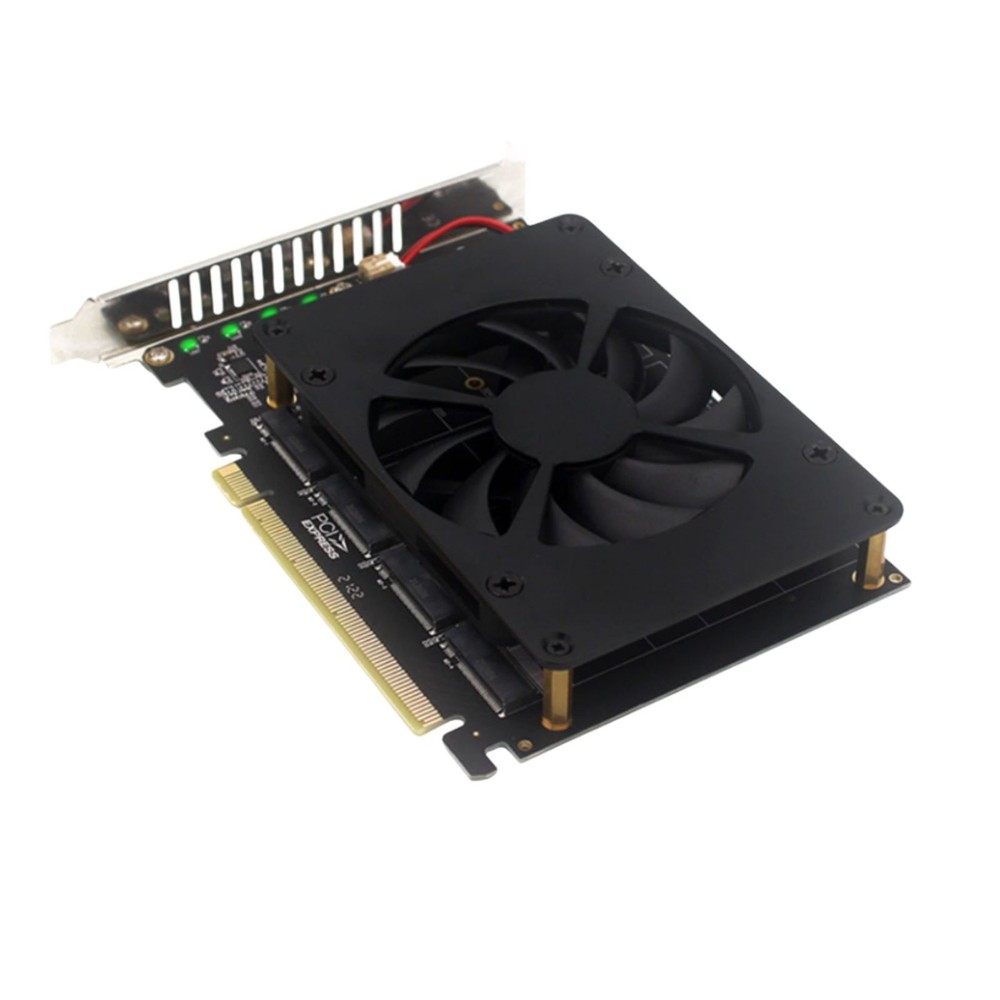 SSD Adapter Card PCIE 3.0/4.0 4*32Gbps NVME M.2 MKEY 4-Disk Soft RAID Array
