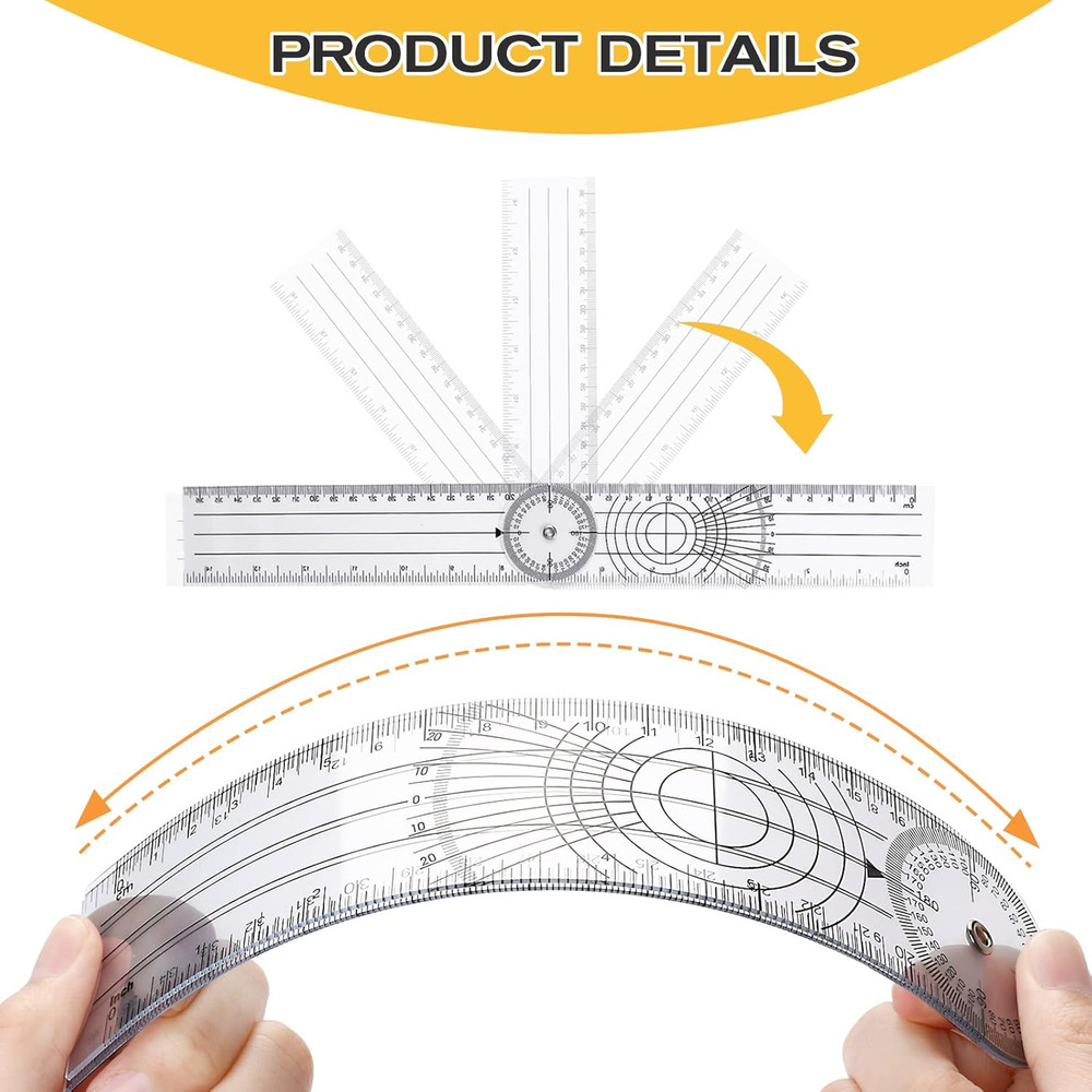 2Pcs Clear Plastic Goniometer Quick Angle Protractor Angle Finder Angle Ruler Ca