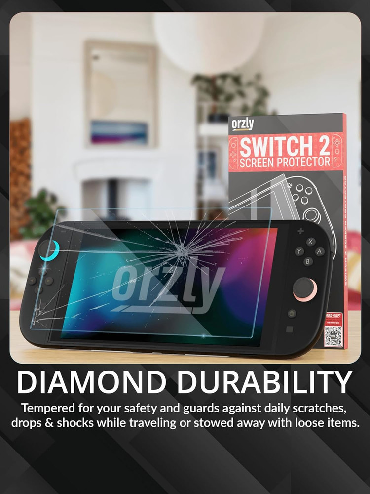Orzly Glass Screen Protector for Nintendo Switch 2 Console 2025 Screen Size 7.9