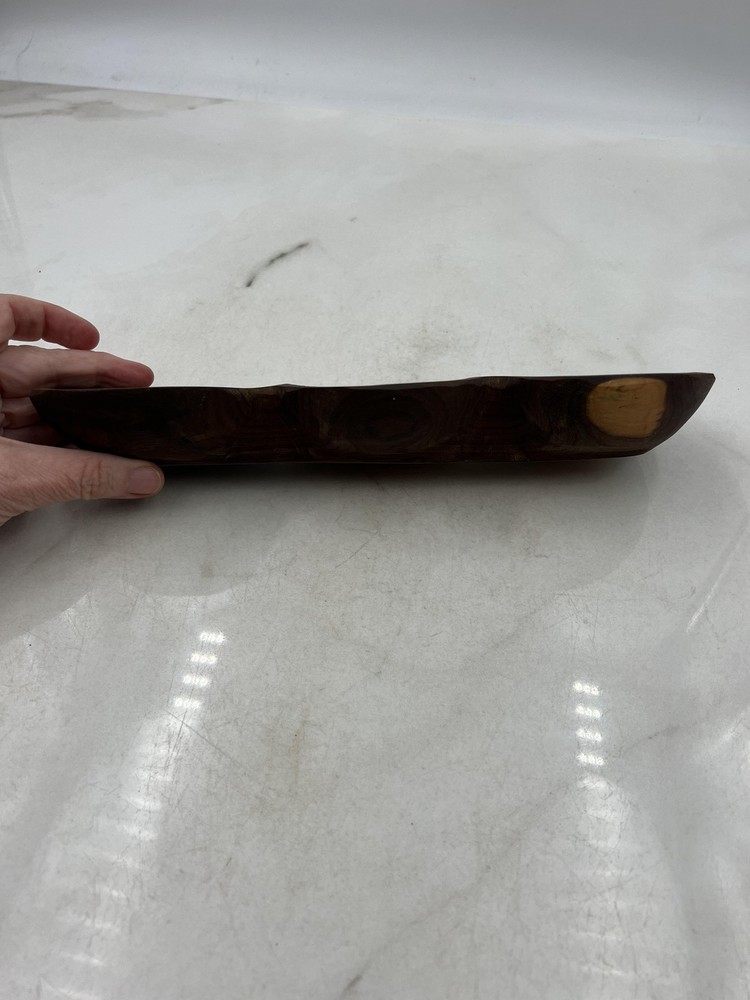 Handmade Solid Wood 3 Section Serving Tray Snack Dish Bowl Rustic Decor 12" Long