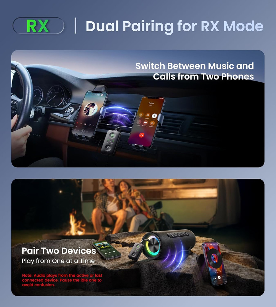 Unique Design Bluetooth 5.4 Transmitter Receiver with Qualcomm aptX Adaptive for