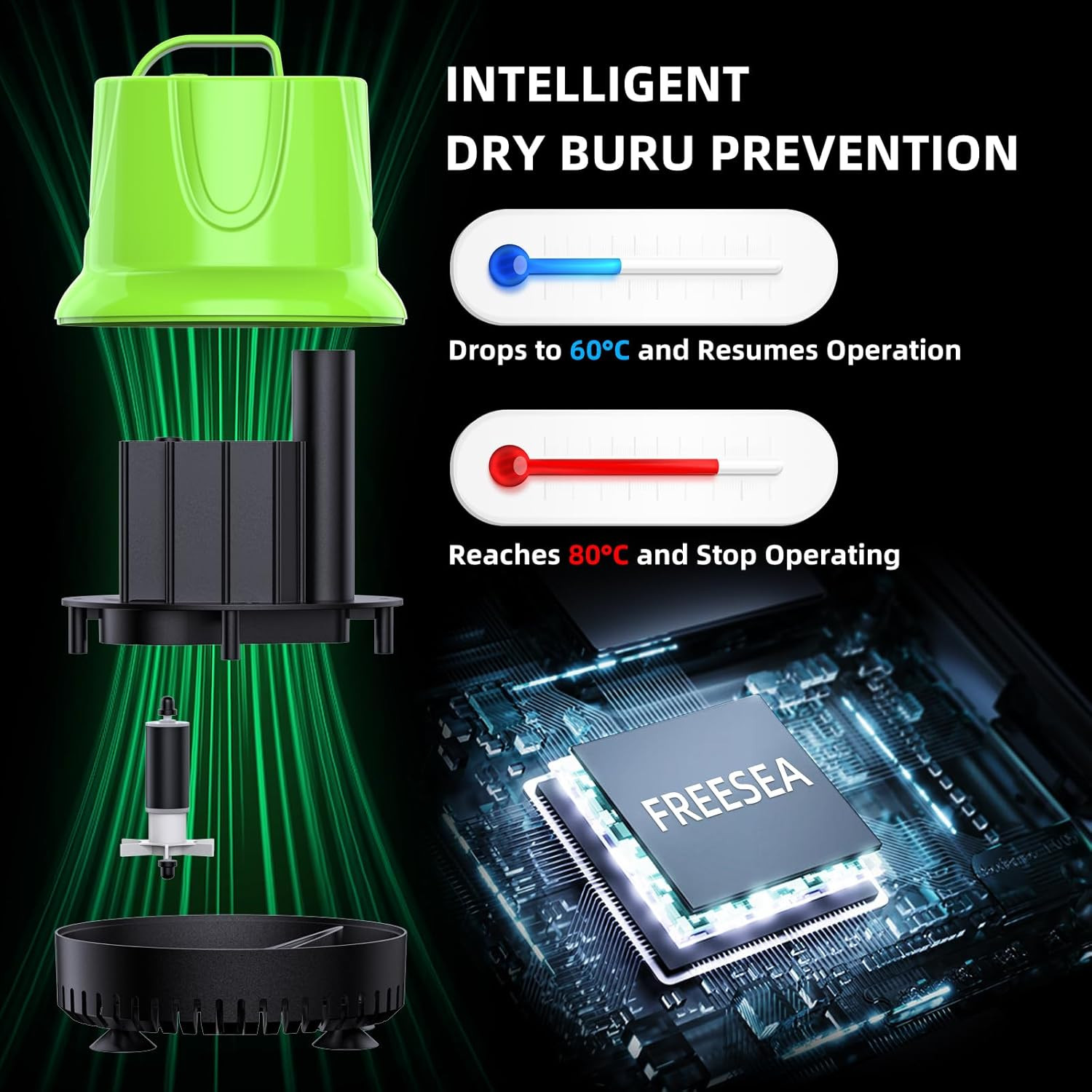 FREESEA Fountain Submersible Water Pump: 330 GPH 25W Small Sump Pump for Outdoor