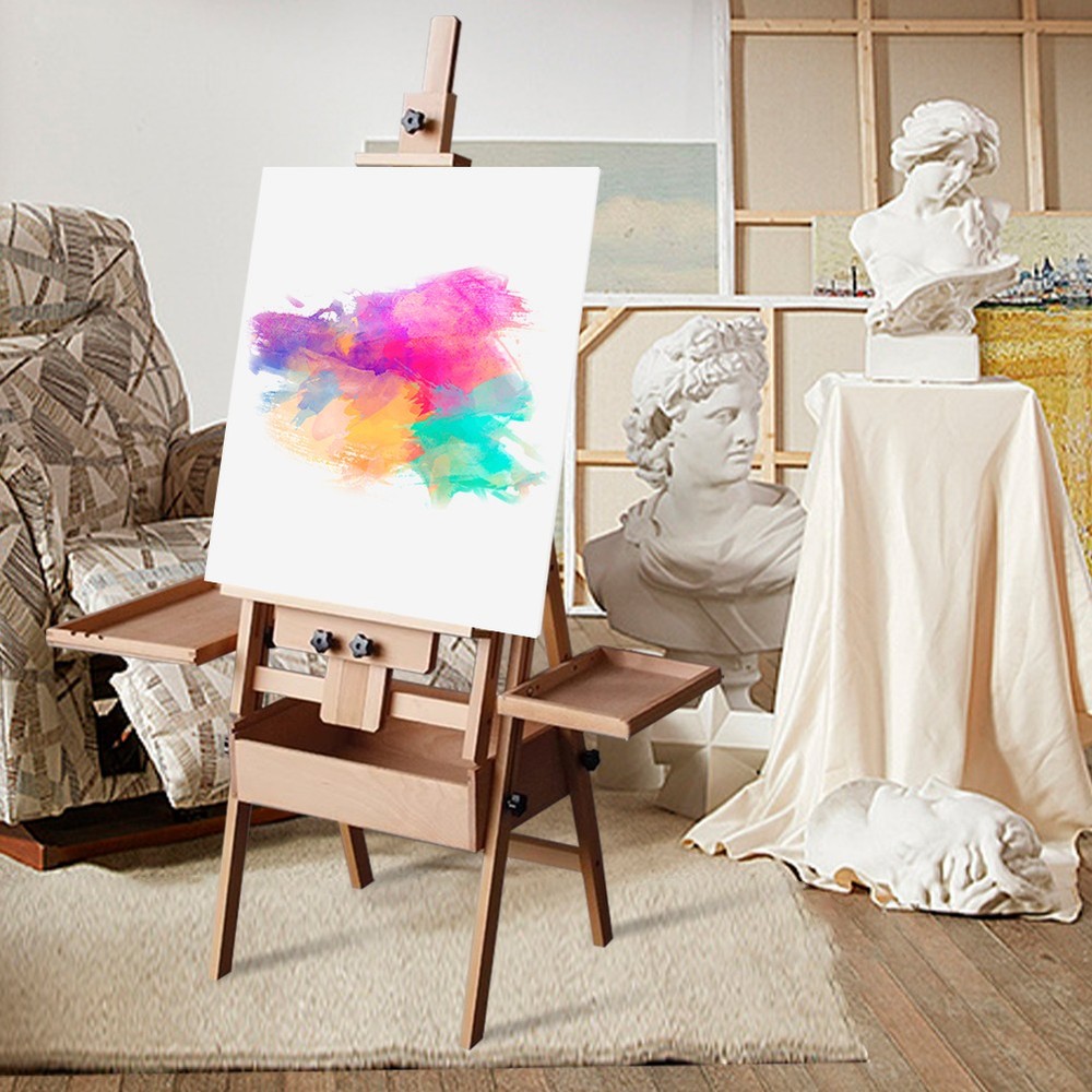 Professional Artist Easel Studio H-Frame Easel Adjustable Solid Beech Wood