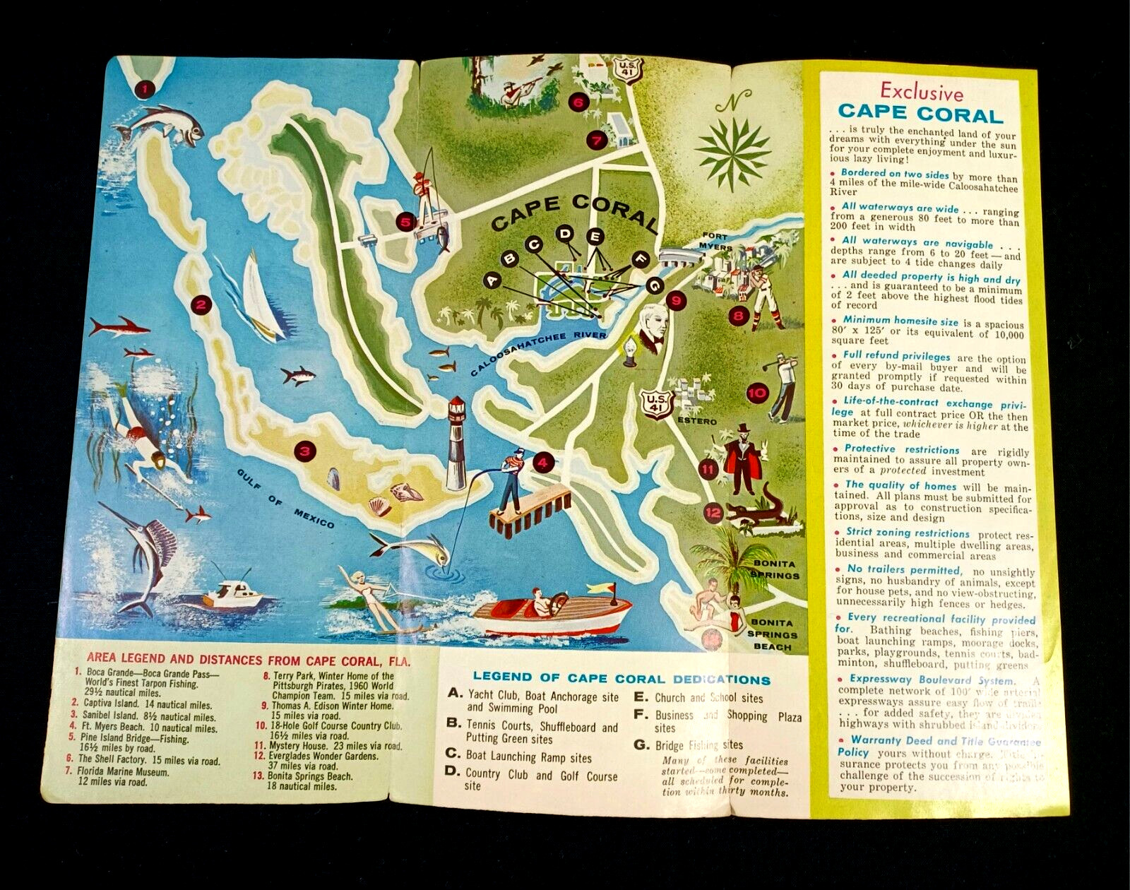 Vtg 1961 CAPE CORAL FLORIDA Brochure CALOOSAHATCHEE RIVER General Homesites Info