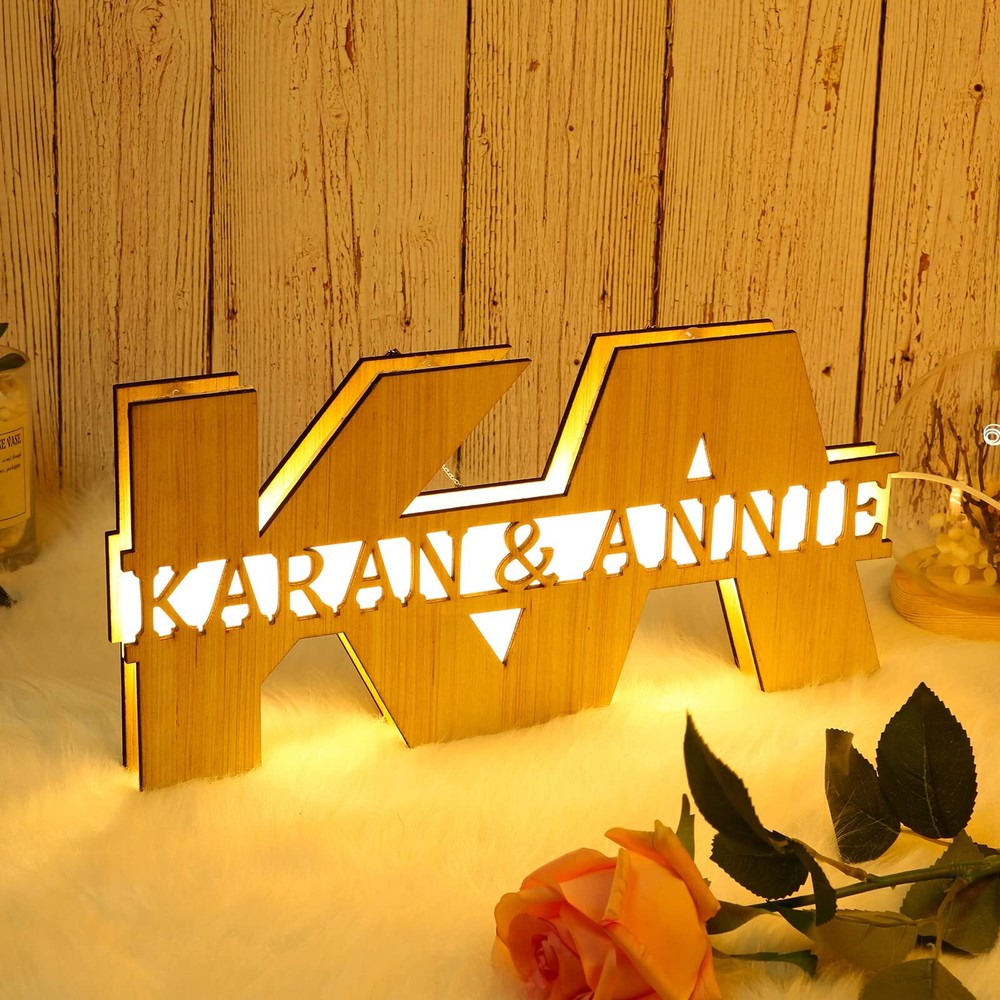 Custom Initials and Name Light - Custom Name Light - Cute Couples Gift