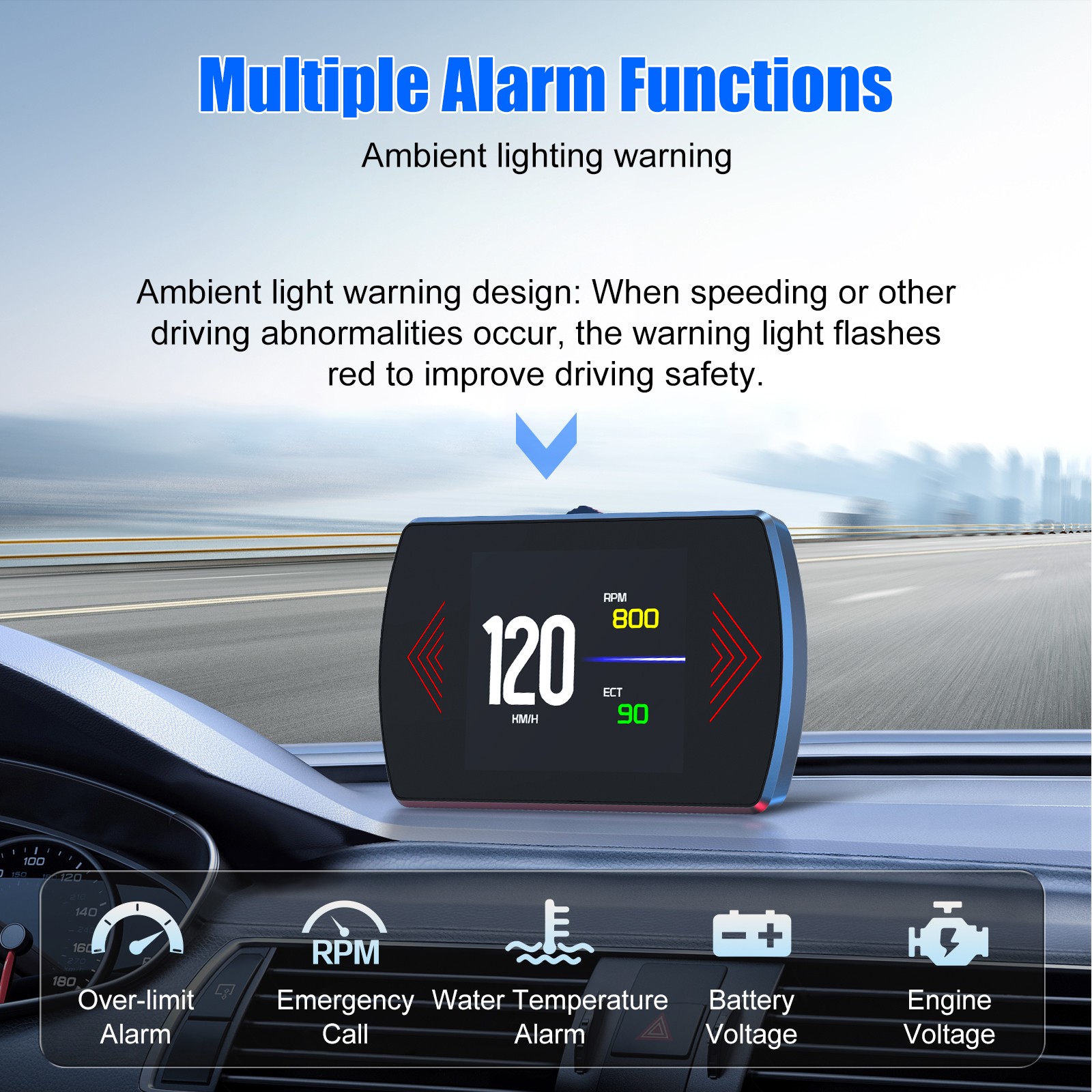 OBD2 HUD Head Up Display Speedometer RPM Voltage Fuel Consumption Digital Gauge