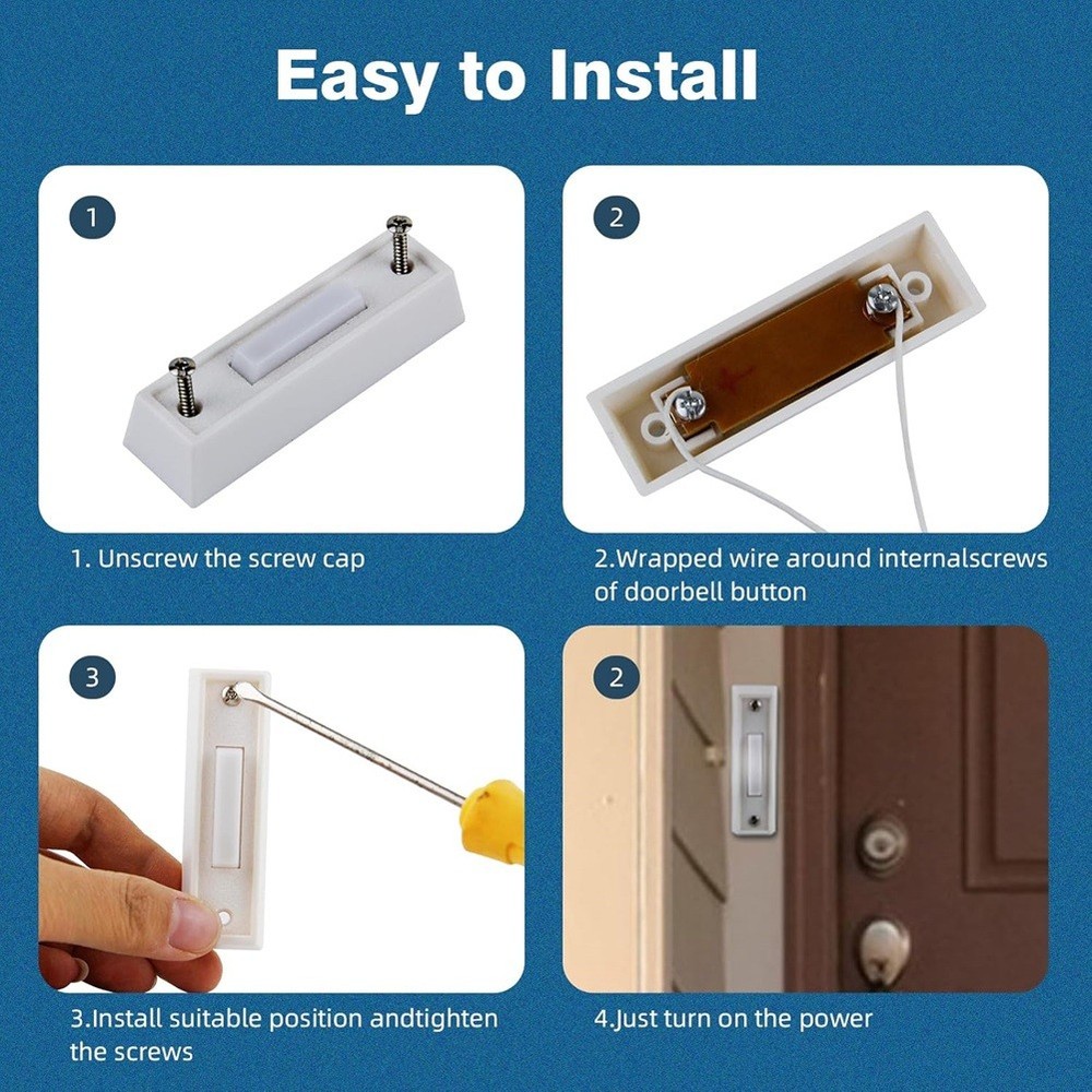2-Pack LED Lighted Doorbell Button, Wired Push Button Replacement with High4707