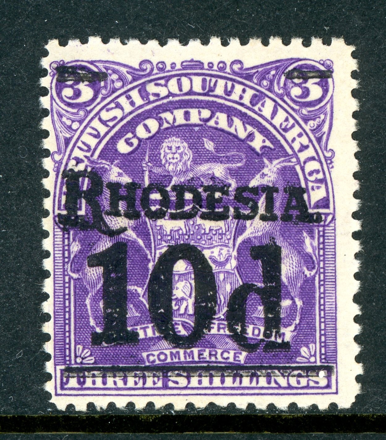 Rhodesia 1909 British KEVII 10p/3sp Deep Violet SG #117 MNH R917