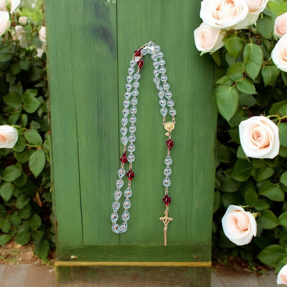 ROSARY OF THE UNBORN. Arcángel San Rafael. 26 Inch. NEW. 21 Micron Gold Plating.