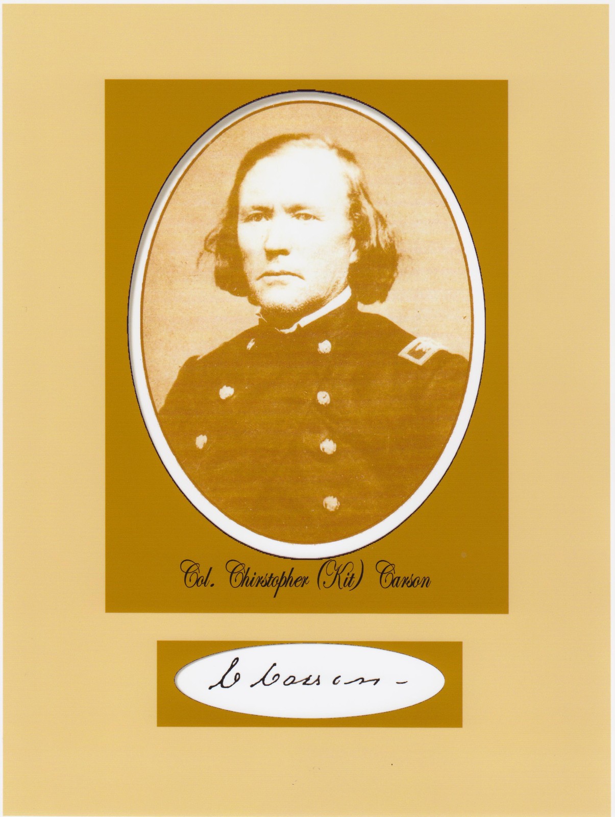 KIT CARSON   8 x 10 REPRINT PHOTO & REPRINT AUTOGRAPH ON GLOSSY PHOTO PAPER