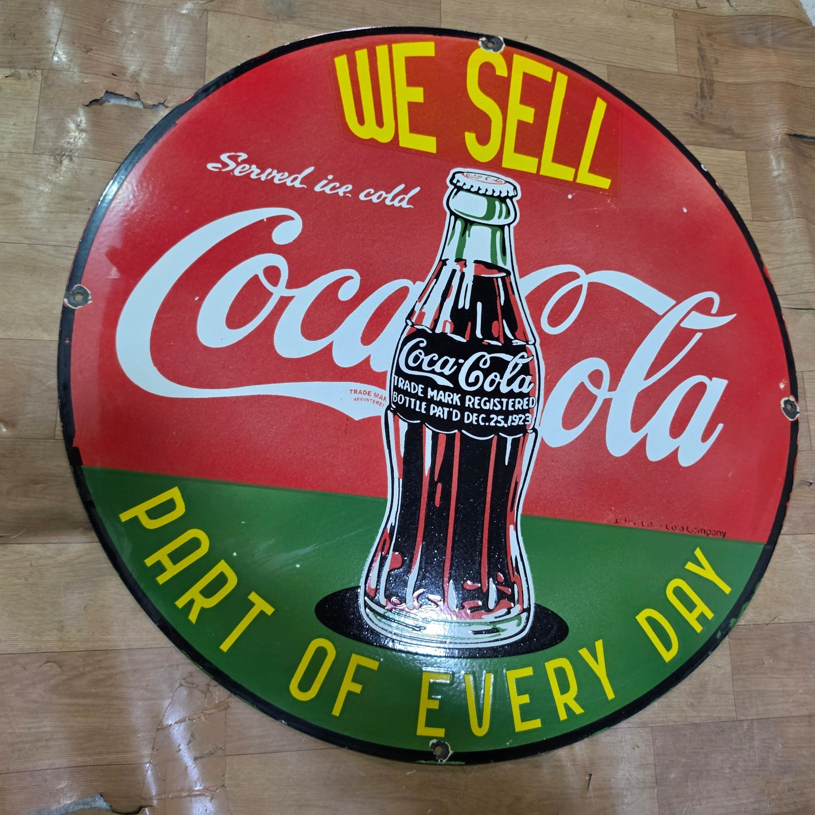 COCA-COLA PORCELAIN ENAMEL SIGN 29 X 29 INCHES