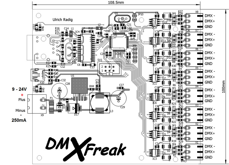 Radig Octo DMX Artnet Node PCB Module Artnet - DMX 8 Universe