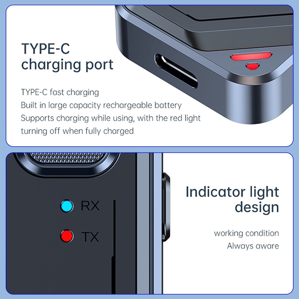 2in1 Transmitter Receiver Bluetooth 5.3 Car Wireless Audio Adapter USB 3.5mm Aux