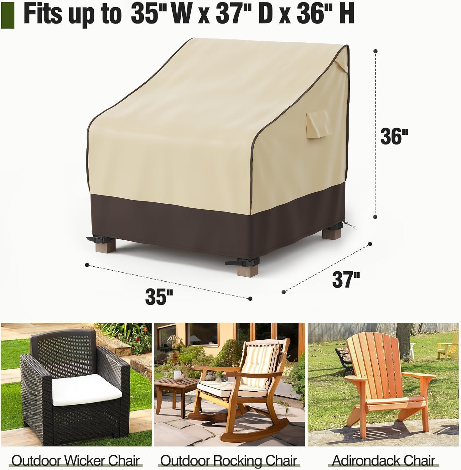 2 Pack Patio Chair Covers Waterproof Outdoor Furniture Covers 35" x 37" x 36" US