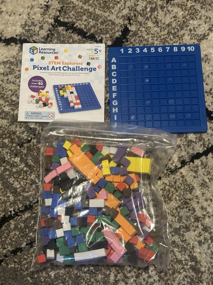 STEM Learning Resources Explorers Pixel Art Challenge Math Puzzles Open Box