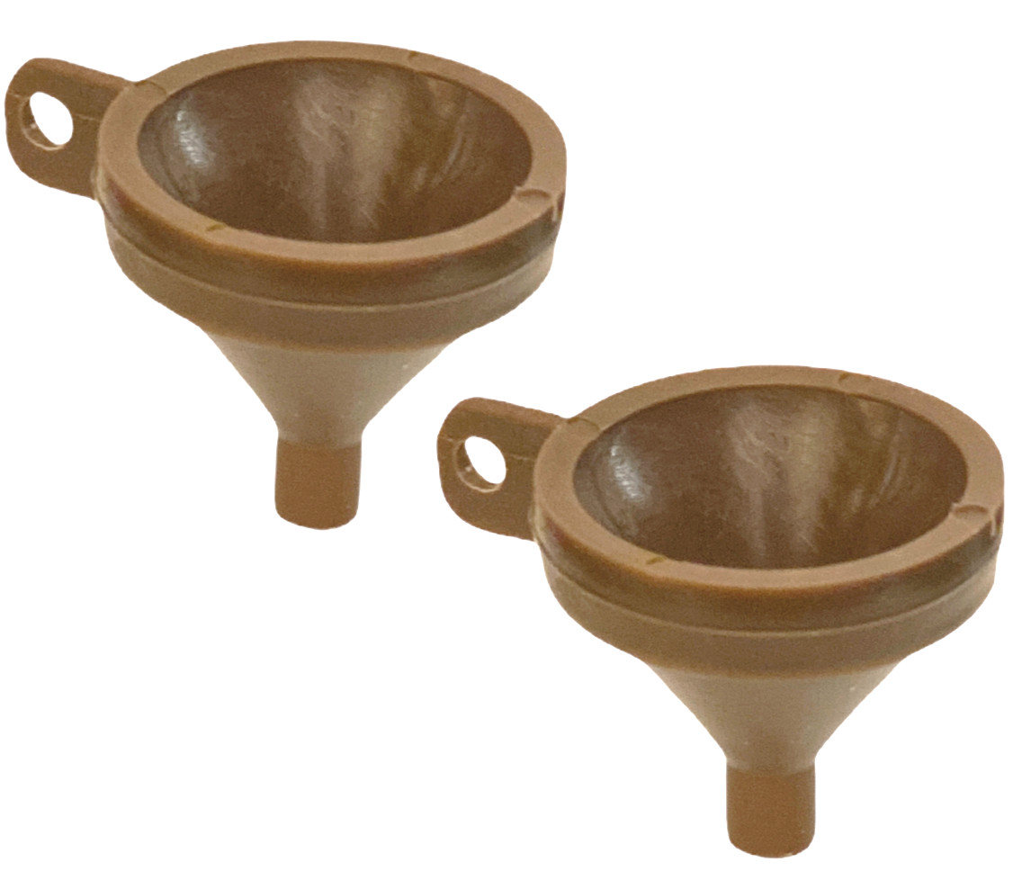 Two Small Black Powder Funnels for Muzzleloader w/ Keychain Loop - Brown