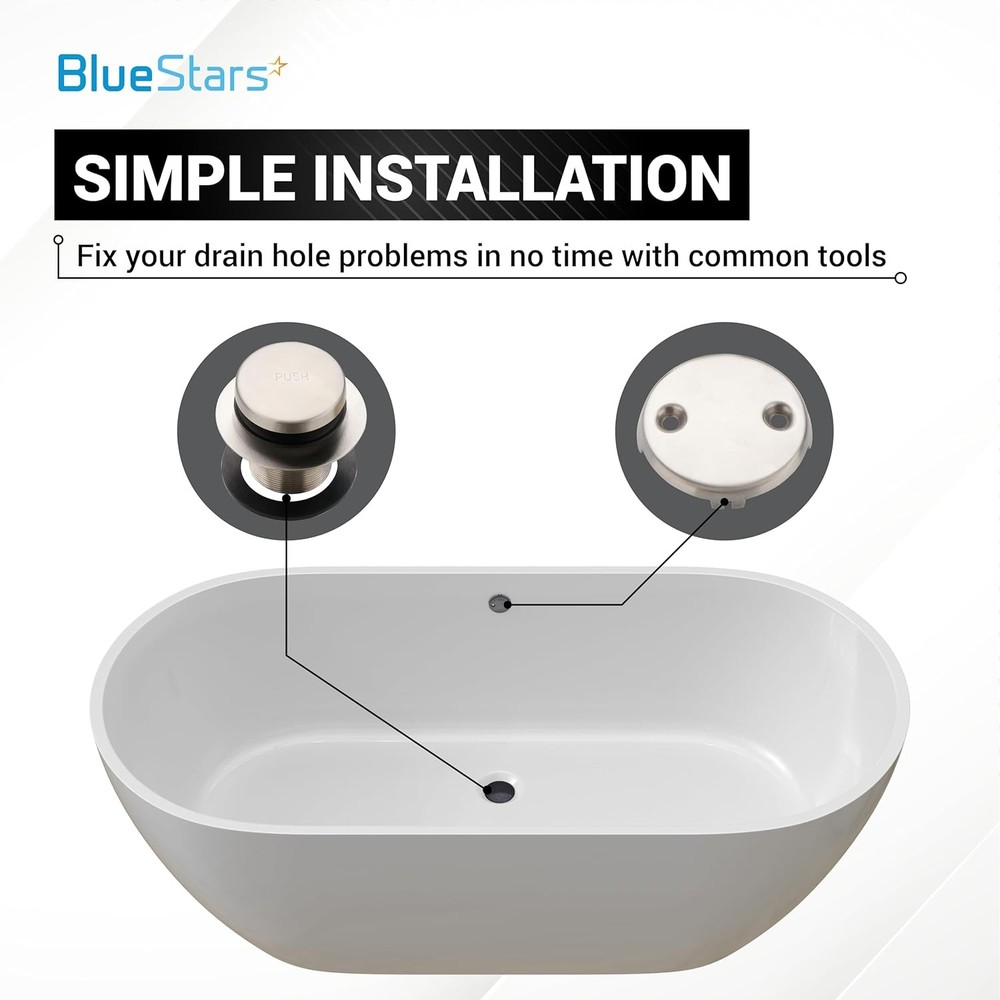 Bathtub Drain Conversion Kit Assembly by BlueStars – Universal Brushed Nickel