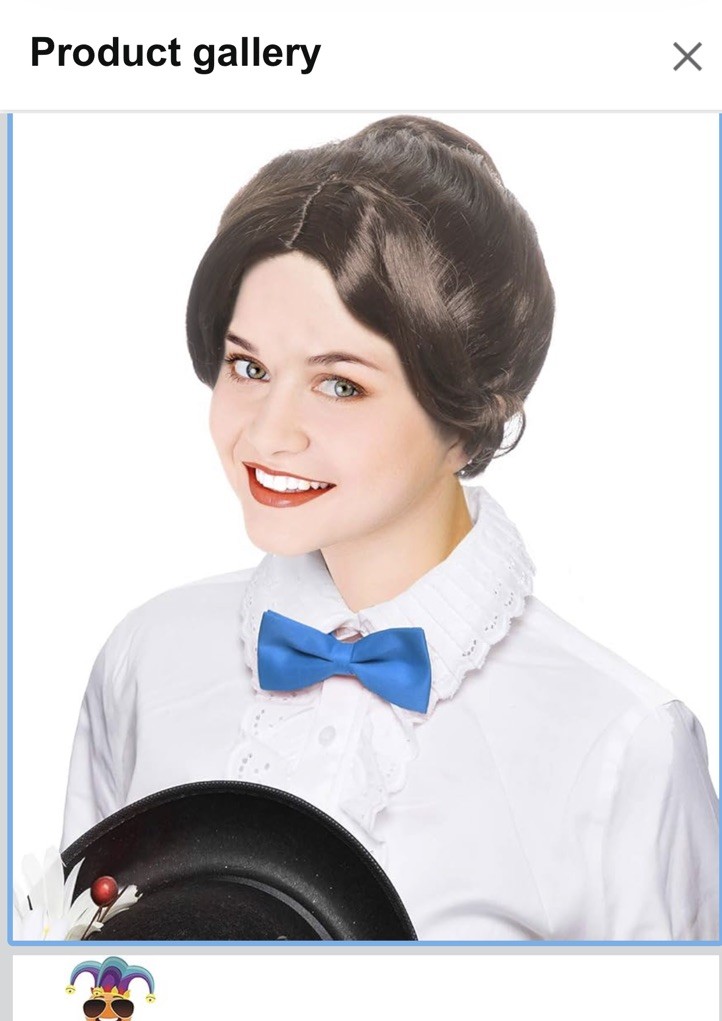 Victorian style brown Gibson Wig- Wave Style Synthetic Hair Costume Wig