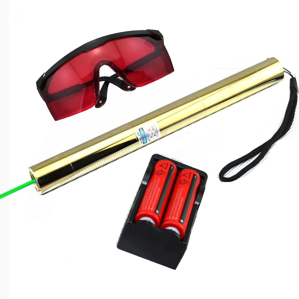 Green Laser Pointer 520nm Adjustable Focus Flashlight Visidle Beam +Case US