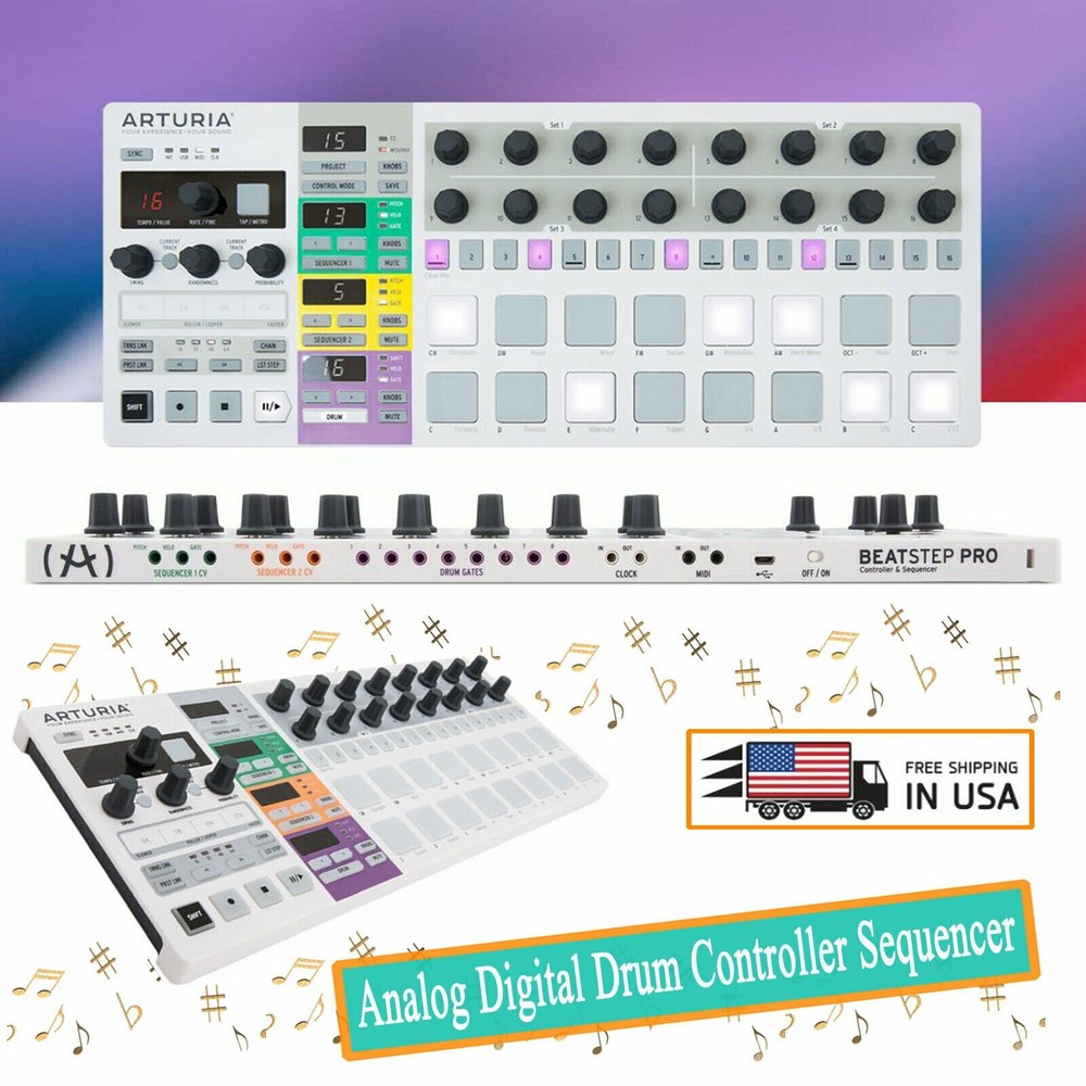 Arturia BeatStep Pro MIDI USB Analog Digital Drum Controller Sequencer - White