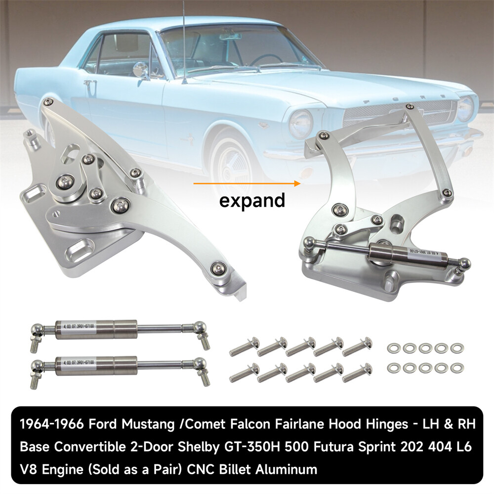 Billet Hood Hinge Kit Left and Right Side For Ford Mustang 64-66 Fairlane 63-65