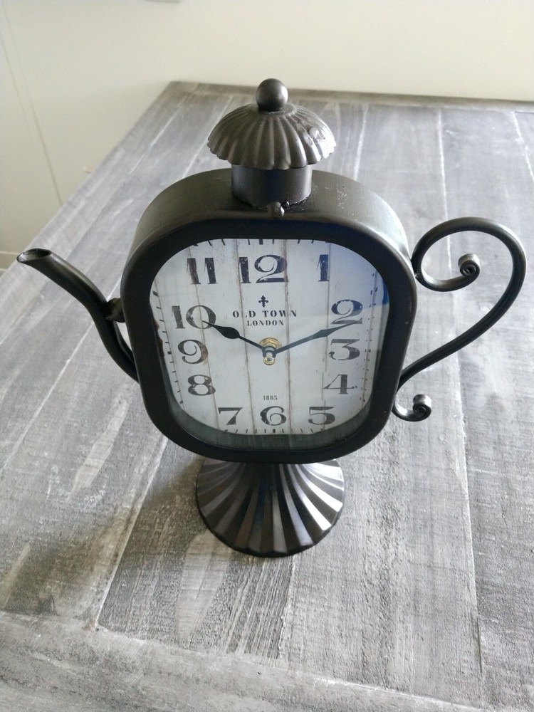 Zimlay Rustic Teapot Clock Expresso Color New Table Top Clock