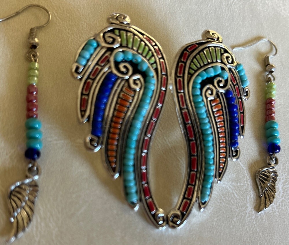 Angel Wing Pendant and Coordinated Dangle Earrings Reduced