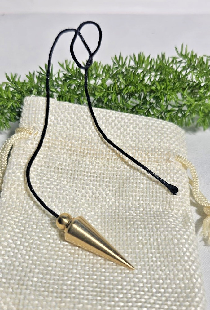 Cone Shaped Dowsing Biolocation Pendulum Brass Gold Toned Gift With A Thread