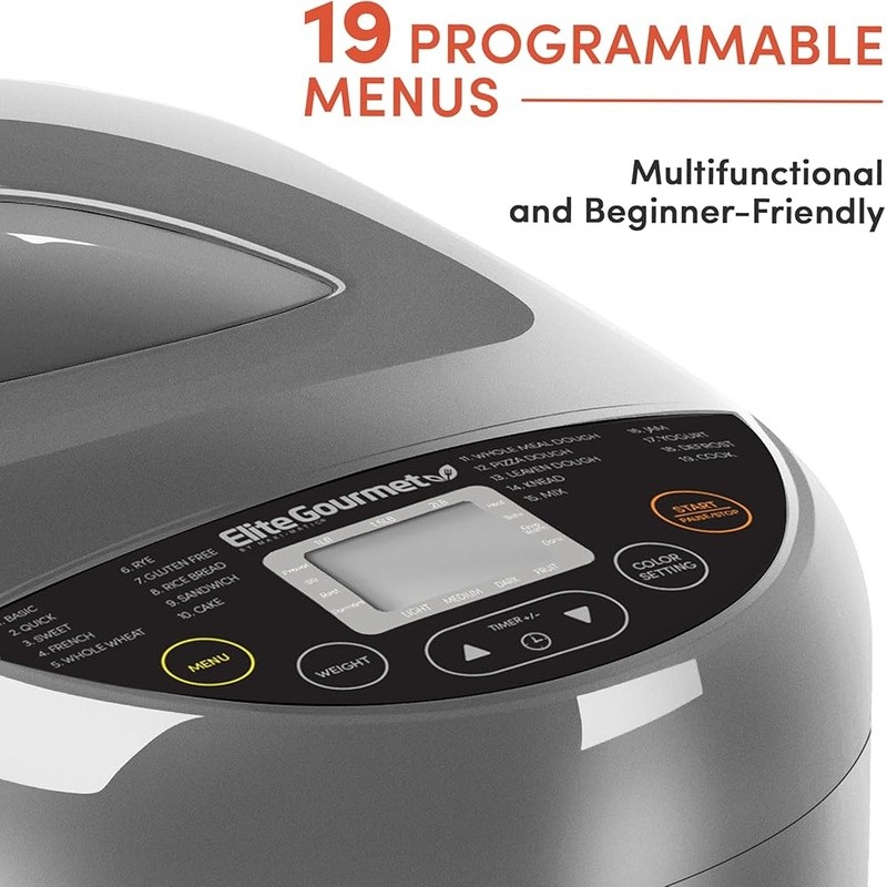 2LB Bread Maker Non-Toxic Ceramic PFAS-Free 19 Programs Delay Timer Fresh Baking