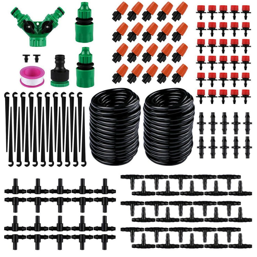 100FT 30M Auto Drip Irrigation System Kit Timer Micro Sprinkler Garden Watering