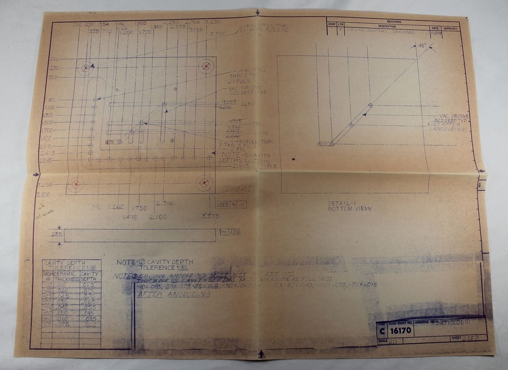 Teledyne Microelectronics Universal Substrate Chuck II 1983 Blueprint 2 Sheets