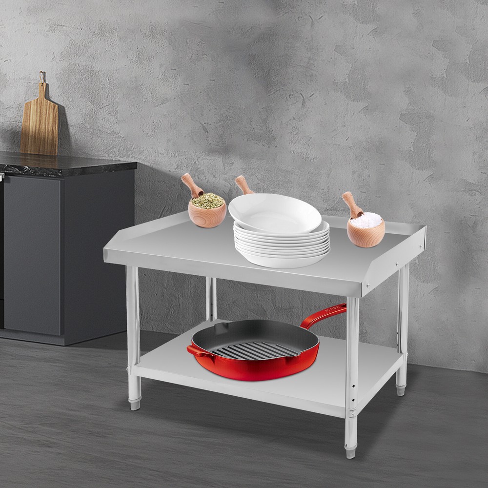 Commercial Work Table with Backsplash Sidesplash Prep Table for Kitchen Storage