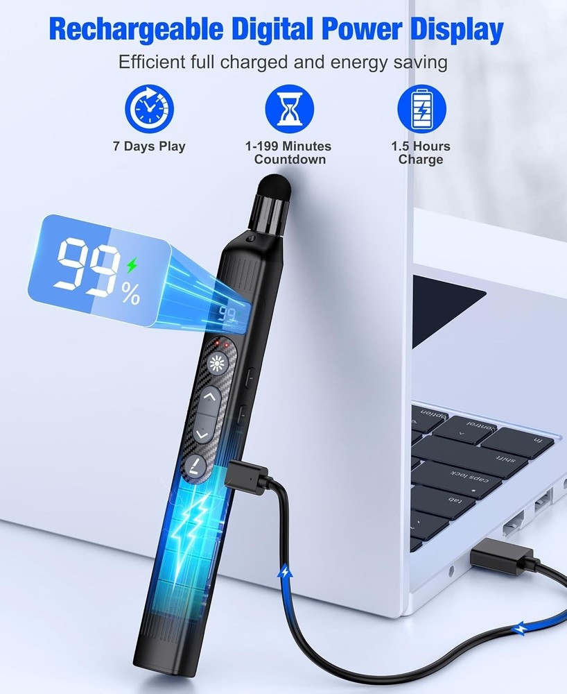 Wireless Presentation Remote Clicker with Touch Screen Stylus Pen and Telesco...