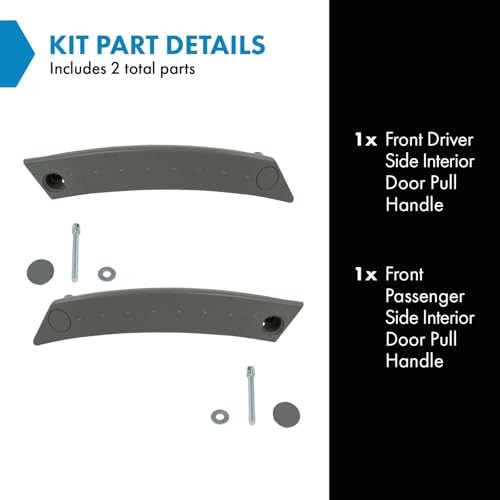 Front Driver and Passenger Side Interior Door Pull Handle 2 Piece Set Gray