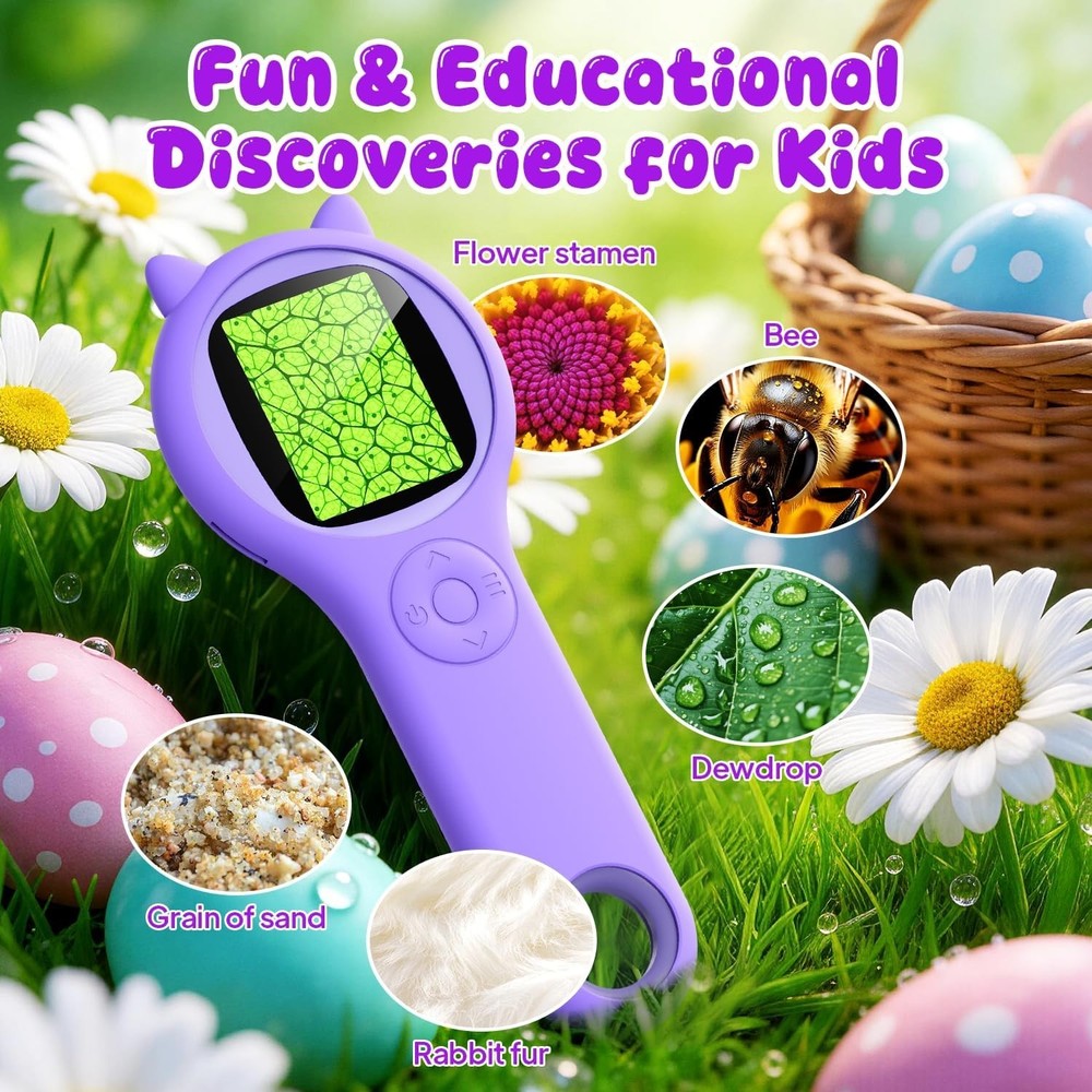 Handheld Kids Microscope - 200x Magnification & 2-Inch IPS Screen for STEM Fun