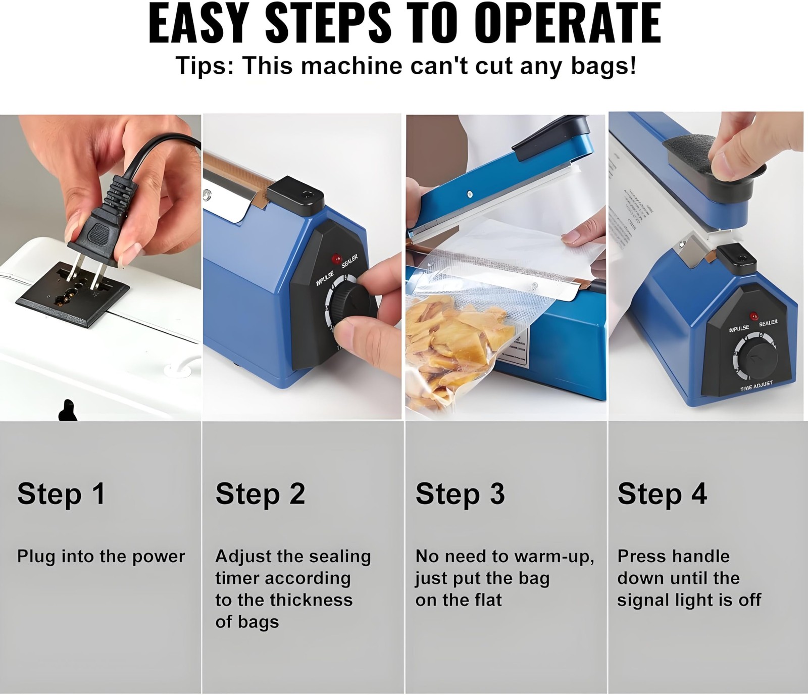 Impulse Sealer 12 inch Manual Heat Sealer Machine with Adjustable Heating Mod...
