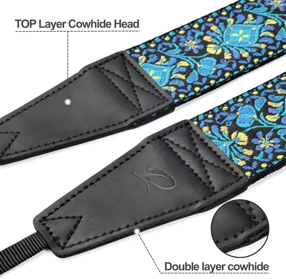 Premium Camera Strap with Leather Ends and Soft Suede Padding, Quick Release