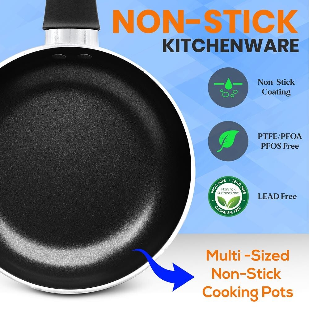 SereneLife 20 Pcs Kitchenware Pots & Pans Set-Black Non-Stick Coating Inside